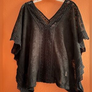 Candie’s Black Lace Poncho Top Dolman top